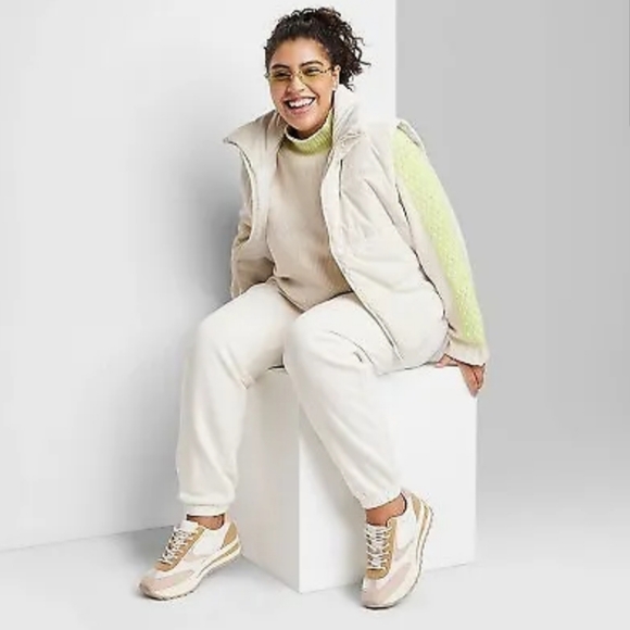 Women's Matte Cropped Puffer Vest - Wild Fable Light Beige - Picture 3 of 7